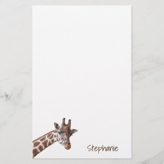 Giraffe Safari Personalisierter Tiername Briefpapier (Vorderseite)