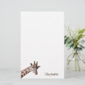 Giraffe Safari Personalisierter Tiername Briefpapier (Stehend Vorderseite)