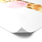 Giraffe, Safari, Rosa Bläschen, Girl-Kinderzimmer Poster (Ecke)