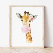 Giraffe, Safari, Rosa Bläschen, Girl-Kinderzimmer