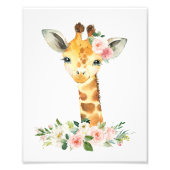 Giraffe, Safari, rosa Blume, Girl-Kinderzimmer Fotodruck (Vorne)