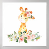 Giraffe, Safari, rosa Blume, Girl-Kinderzimmer Poster (Vorne)