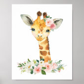Giraffe, Safari, rosa Blume, Girl-Kinderzimmer Poster (Vorne)