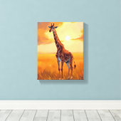 Giraffe Safari Sunset Animal Painting Leinwanddruck (Insitu (Holzboden))