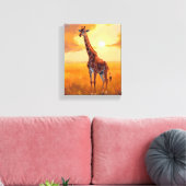Giraffe Safari Sunset Animal Painting Leinwanddruck (Insitu (Wohnzimmer))