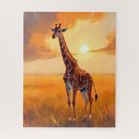 Giraffe Safari Sunset Animal Painting Puzzle (Vertikal)