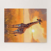 Giraffe Safari Sunset Animal Painting Puzzle (Horizontal)