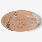 Giraffe-Safari-Terracotta Pappteller (Schrägansicht)