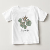 Giraffe Safari Tier Botanischer Geburtstag Baby T-shirt (Vorderseite)