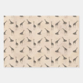 Giraffe Safari Tier Botanischer Gemusterter Geburt Geschenkpapier Set (Vorderseite 2)