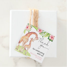 Giraffe Safari tropische, rosa grüne Babydusche Geschenkanhänger