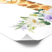 Giraffe, Safari, violette Blumen, neutrale Geschle Fotodruck (Ecke)