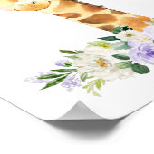 Giraffe, Safari, violette Blumen, neutrale Geschle Poster (Ecke)