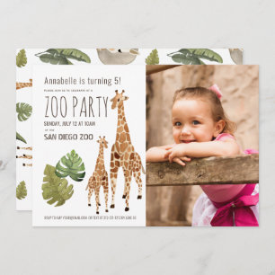 Giraffe Safari Zoo Party Kinder Foto Geburtstag Einladung