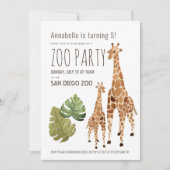 Giraffe Safari Zoo Party Kindergeburtstag Einladung (Vorderseite)