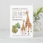 Giraffe Safari Zoo Party Kindergeburtstag Einladung (Stehend Vorderseite)