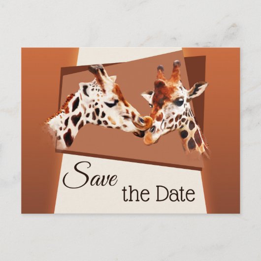 Giraffe Safari Zoo Save the Date Postkarte (Vorderseite)