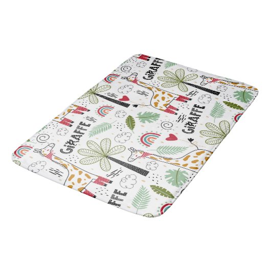 Giraffe Safari zum Thema Palm Tree, Regenbogen, Do Badematte (Schrägansicht)