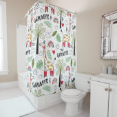 Giraffe Safari zum Thema Palm Tree, Regenbogen, Do Duschvorhang (Beispiel)