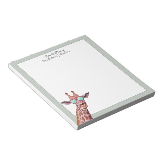Giraffe-Sage-Monogramm aus dem Schreibtisch der Vo Notizblock (angewinkelt)