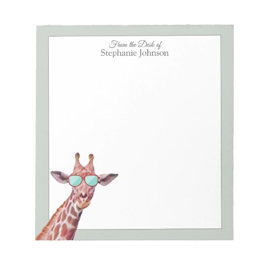 Giraffe-Sage-Monogramm aus dem Schreibtisch der Vo Notizblock (Vorderseite)