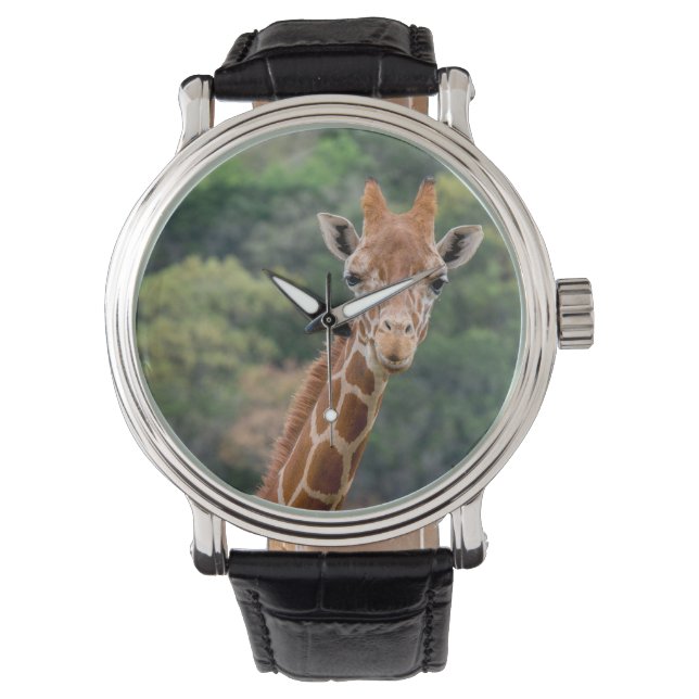Giraffe sagt "Käse" mit einem großen Lächeln Armbanduhr (Vorderseite)