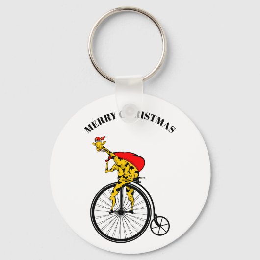 Giraffe Santa Claus Christmas Schlüsselanhänger (Vorderseite)