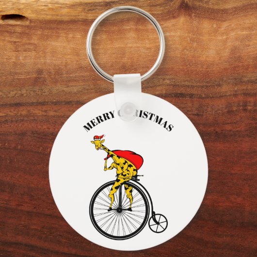 Giraffe Santa Claus Christmas Schlüsselanhänger (Vorderseite)