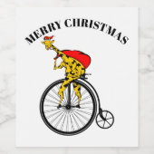 Giraffe Santa Claus Christmas Weinetikett (Einzelnes Label)