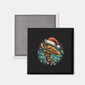 Giraffe Santa Xmas Lighting Starry Night Giraffe C Magnet (Vorderseite/Rückseite)