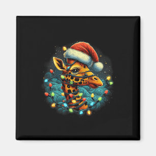 Giraffe Santa Xmas Lighting Starry Night Giraffe C Magnet