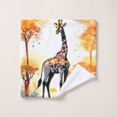 Giraffe Savannah Art Badhandtuch Set (Waschlappen)