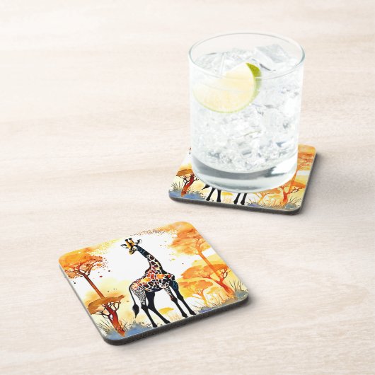 Giraffe Savannah Art Getränkeuntersetzer (Rechte Seite)