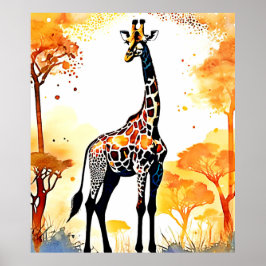 Giraffe Savannah Art Poster