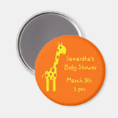 Giraffe Save the Date Babydusche Orange & Yellow Magnet (Vorderseite/Rückseite)