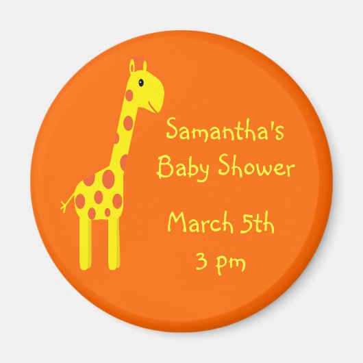 Giraffe Save the Date Babydusche Orange & Yellow Magnet (Vorne)