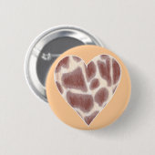 Giraffe schlägt Muster in einer Herz-Form-Taste Button (Vorne & Hinten)