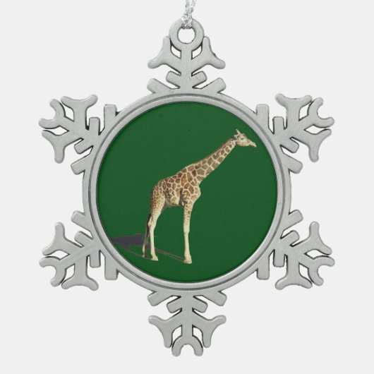 Giraffe Schneeflocken Zinn-Ornament (Vorderseite)