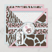 Giraffe & Schnuller Safari Animal Print Baby Dusch Einladung (Vorne/Hinten)