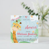 Giraffe schöne lustige Kinderdusche Einladung (Stehend Vorderseite)