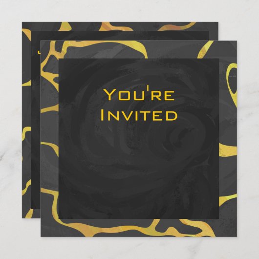 Giraffe, Schwarz und Gelb Einladung (Vorne/Hinten)