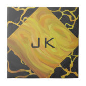 Giraffe, Schwarz und Gelb Fliese (Vorderseite)