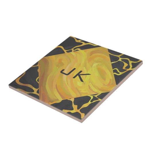 Giraffe, Schwarz und Gelb Fliese (Seite)