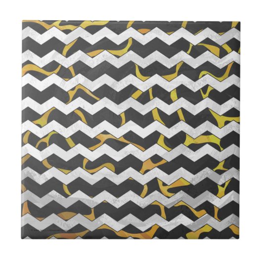 Giraffe, Schwarz und Gelb Fliese (Vorderseite)