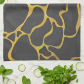 Giraffe, Schwarz und Gelb Geschirrtuch (Gefaltet)