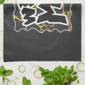 Giraffe, Schwarz und Gelb Geschirrtuch (Gefaltet)