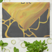 Giraffe, Schwarz und Gelb Geschirrtuch (Gefaltet)