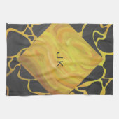 Giraffe, Schwarz und Gelb Geschirrtuch (Horizontal)