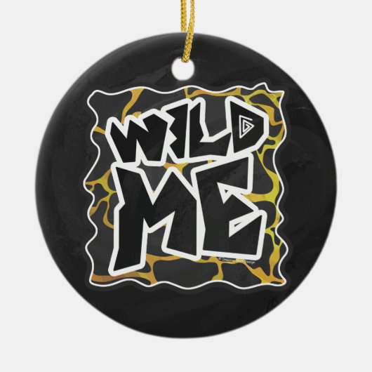 Giraffe, Schwarz und Gelb Keramik Ornament (Vorne)