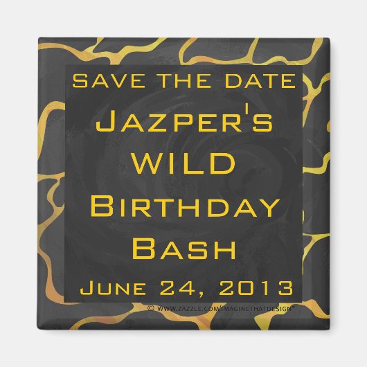 Giraffe, Schwarz und Gelb Magnet (Vorne)